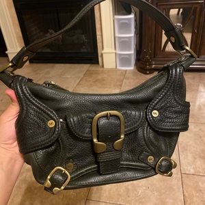 Vintage Michael Kors MK Black Leather Shoulder Bag Mini Bag Pockets